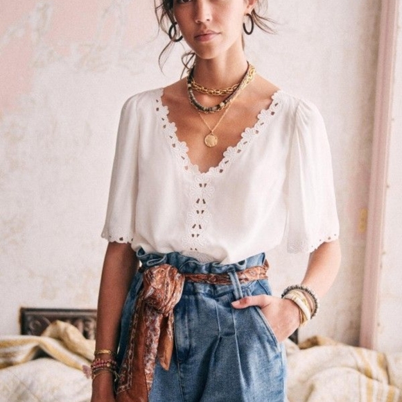 Sezane Tops - Sezane - Ilonie Blouse - Size 2 / 34 - White